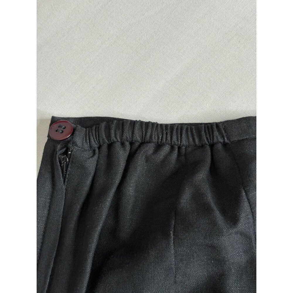 Plaza South Black Linen Tapered Pants Sz 18 Minimalist Slit Hem - Picture 9 of 12